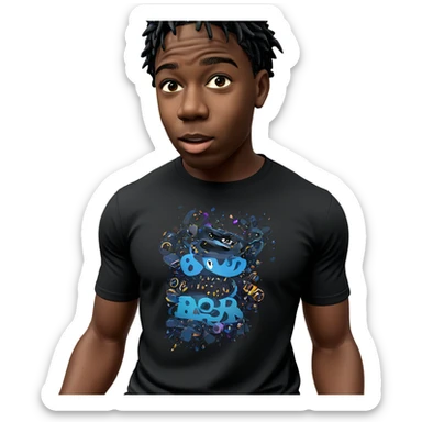 dark-skinned boy in black shirt sticker