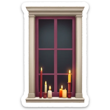 Books and candles entering for a window burgundy sticker