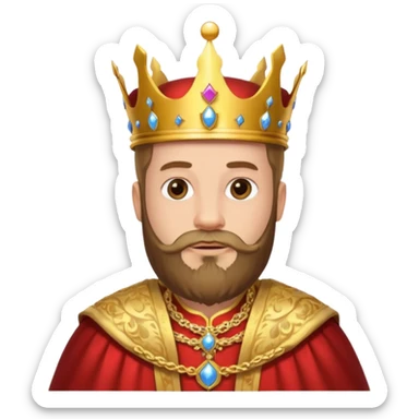 Bearded King, King with golden beard and ornate crown. sticker