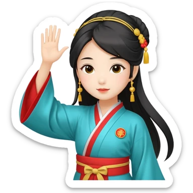 cute and sexy chinese girl in hanfu, saluting with respect sticker