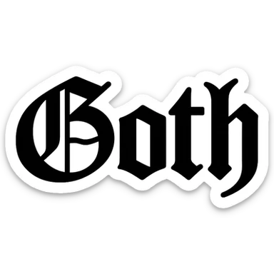the word 'Goth' in classic blackletter gothic calligraphy, only text, no decoration sticker