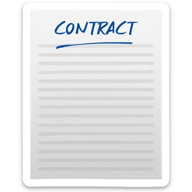 contract document white paper with contract written in blue at the top. sticker