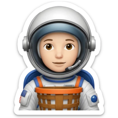 astronauta con casco cerrado, con canasta vacía sticker