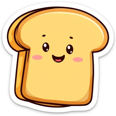 cute cartoon style white bread with smiling face sticker