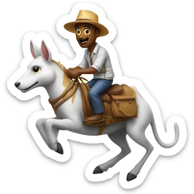 Man riding a kangooroo sticker