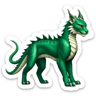 Dark-Green Dragon-type Fakémon-Lynx full body sticker