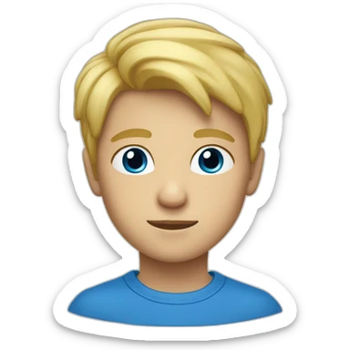 Garçon blond au yeux bleu qui porte d sticker