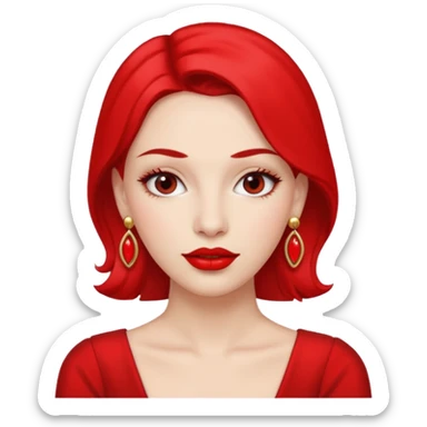 kırmızı küpeli kadın sticker