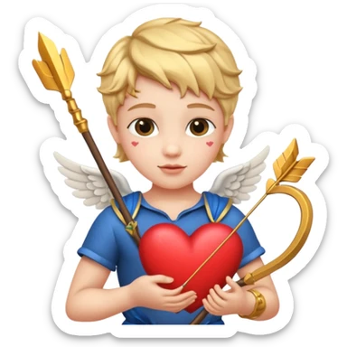 Realistic Cupid holding his heart bow sticker