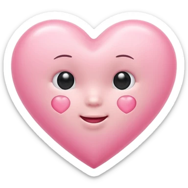 A baby pink heart shape in iOS emoji style, 3D icon, plastic texture, soft reflection, minimalist design. sticker
