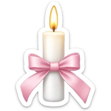 White candle light pink bow sticker