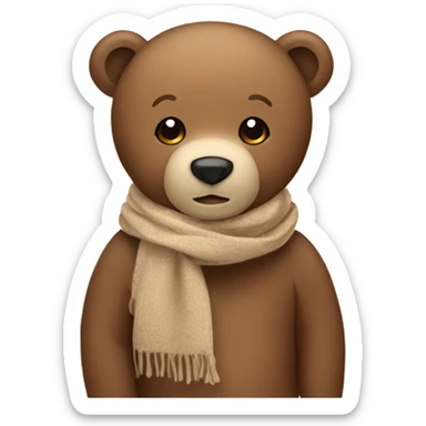 cute brown bear with a baige scarf sticker