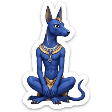 Ancient style lapis adorned rugged anubis young staged formally sitting posed  sticker