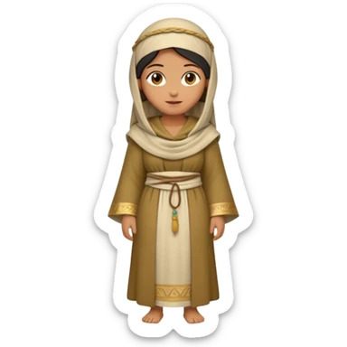fullbody Jerusalem woman wearing ancient robes and head covering, emoji style sticker
