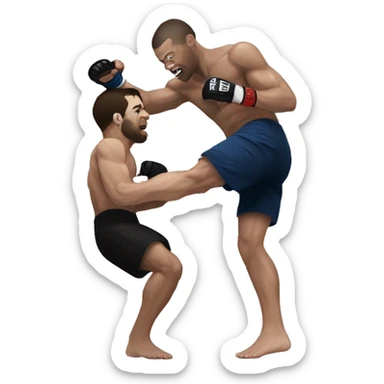 mma fighter kicks man white skin sticker