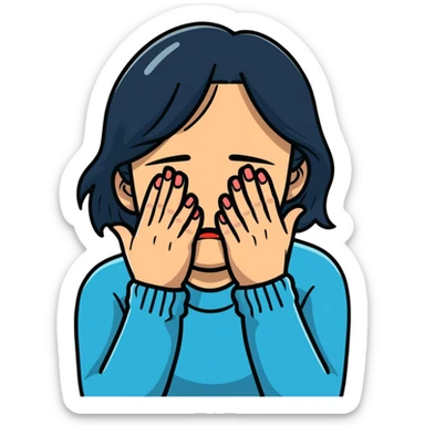 crying woman covering her face with hands sticker