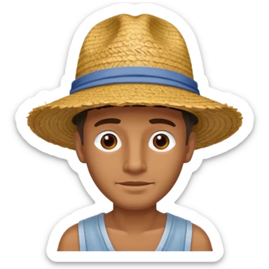 Visage. Homme Créole réunionnais ti jean chapeau paille savate  au pieds  sticker