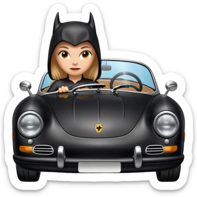 Bat Girl driving her satin-black 56 Porsche spider too fast in the country despite the rainy conditions  sticker