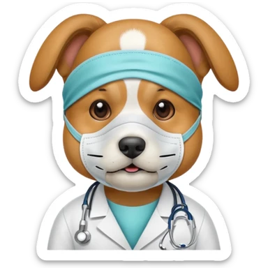 doctor dog Wearing Medical Mask sticker