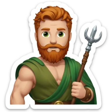 Hercules, Hero God from Rome Mythology with long ginger hair and beard, green and brown outfit sticker