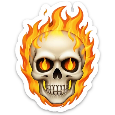 A burning skull with high flames sticker