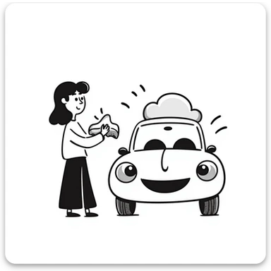 car wash scene with hand drawn doodle style sticker