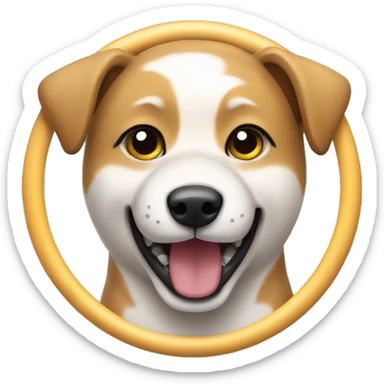 siba inu dog holding a play circle sticker