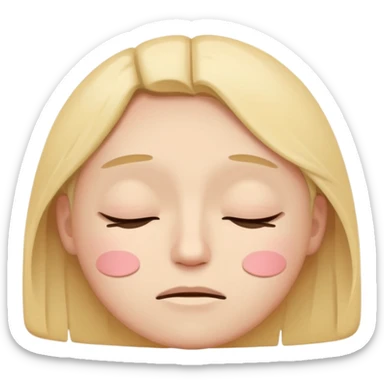 minimal flat emoji of a fatigued face,
half-closed eyes,
slightly uneven eyelids,
low-energy expression,
cool pastel muted tones,
modern mental health app style,
transparent background,
vector illustration sticker