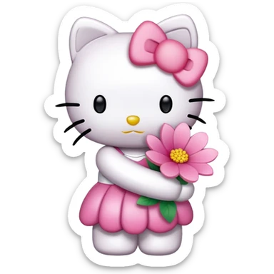 HelloKitty hug flower sticker