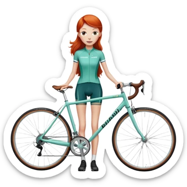 Bianchi bike with tall thin long red headed fem sticker