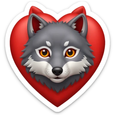 cute dark grey wolf head inside heart sticker