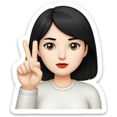 white lady emoji with black hair sticking up the middle finger  sticker