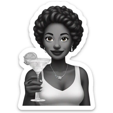 monochrome portrait of Keisha with a cocktail sticker