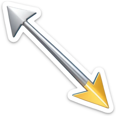 "iOS-style 3D emoji: a bold upward arrow emerging from a glowing base, with metallic edges and bright highlight." sticker