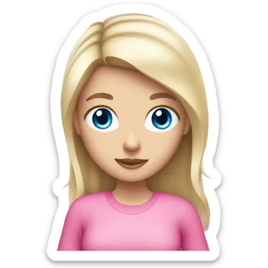 a blue eyed white dark blond hair girl wearing pink clothes holding an iphone  sticker