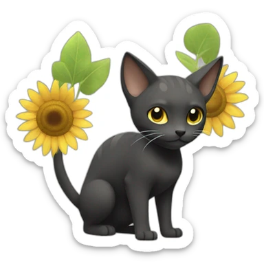 Pokemon gato negro con girasol  sticker