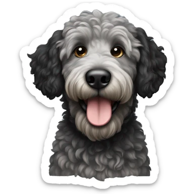Black with gray golden doodle with black ears and brown muzzle  sticker