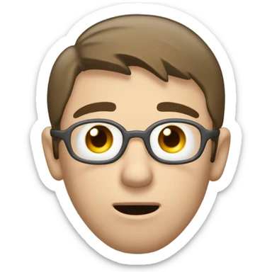 a man with buttons for eyes, disheveled short brown hair. three quarters perspective. Just hi face. Text bubble coming from his mouth with the text : "Bravo" sticker