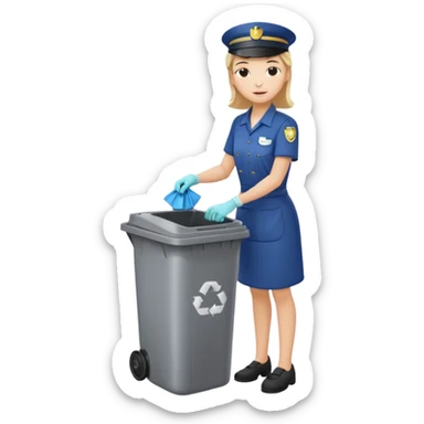 full side body housekeeper put the trash in can sticker