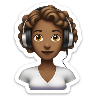 Brown woman with gaming headphones and a PlayStation 4 controller in her hands  sticker