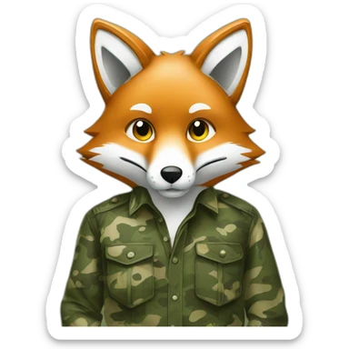 Fox wearing camo shirt sticker
