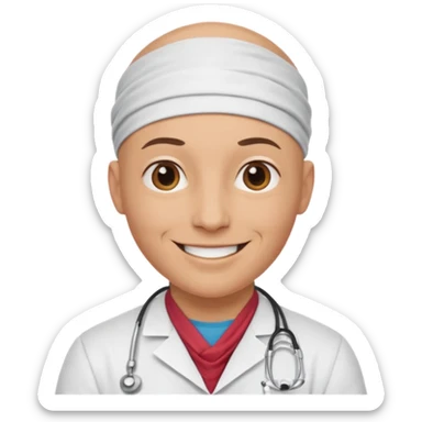 bald doctor with bandanna sticker