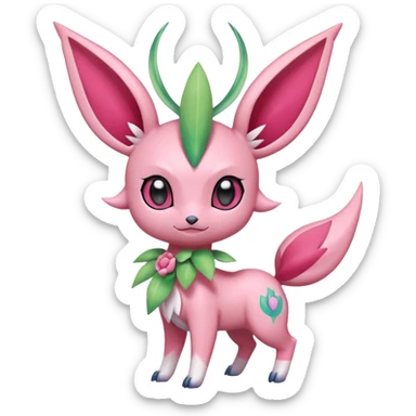 Rosy floral romantic cute kawaii Scizor-Sylveon-Celebi-Leafeon-Pokémon-Digimon-Fakémon-hybrid-fusion-creature sticker