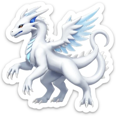 White iridescent Reshiram-Salandit-Absol-Shinx-fusion-hybrid, full body sticker