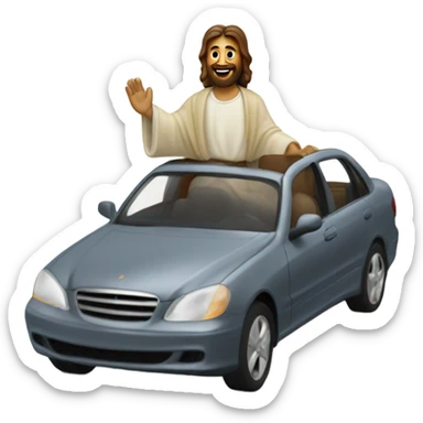 Guy riding in car with Jesus sticker