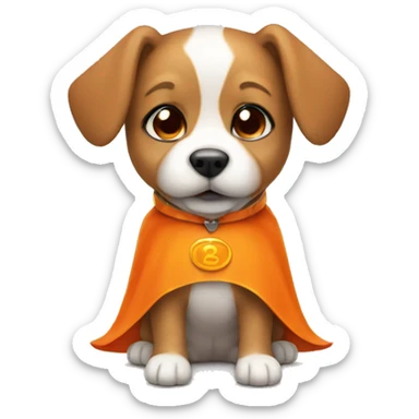 Superhero puppy with orange cape sticker