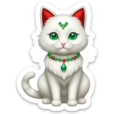 a full-body silk cat with Christmas accessories  sticker