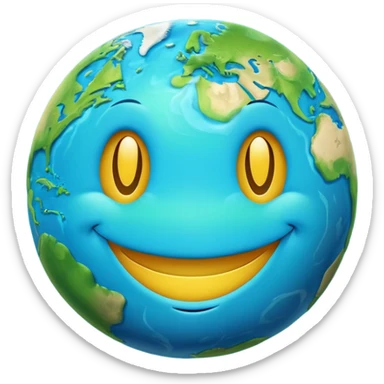 planet earth smiley face sticker