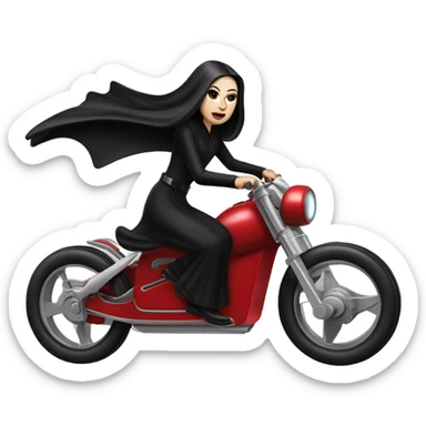 Jedi teen Morticia Addams flying a red Zephyr-J antigravity speeder bike  sticker