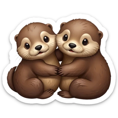 2 otters hugging each other  sticker